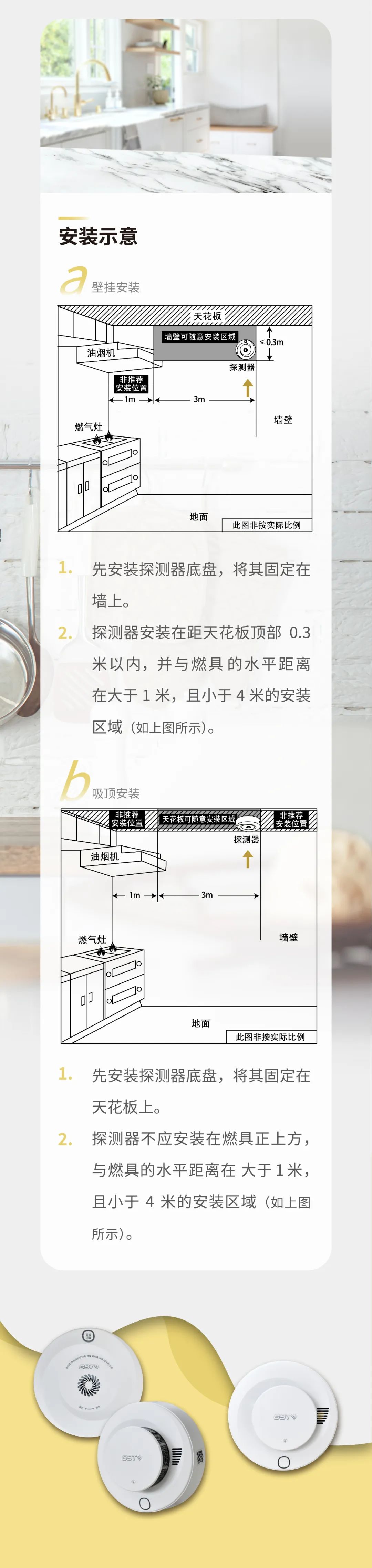 四川海灣消防GST全新一代NB獨(dú)立式煙感氣感探測(cè)器安裝
